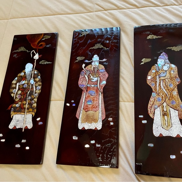 🌈 Lovely Vintage oriental abalone shell art set - Picture 5 of 11